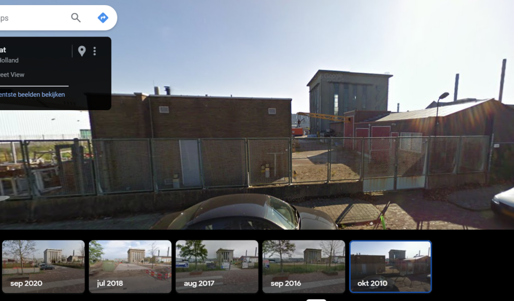 Schermafbeelding van hoe Google Streetview eruit ziet op een Desktop computer